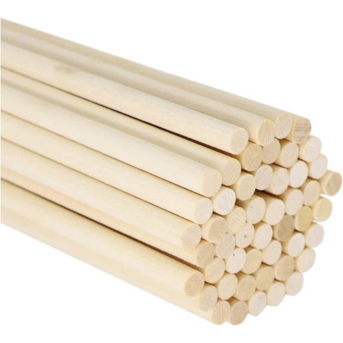 Tianyi-Lot De 50 Bâtons Ronds En Bois Pour Projets D'artisanat, 30 Cm X 5 Mm, Longues Tiges En Bois Pour Le Travail Du Bois, Le Modélisme, La Décoration De La Maison Et Du Jardin
