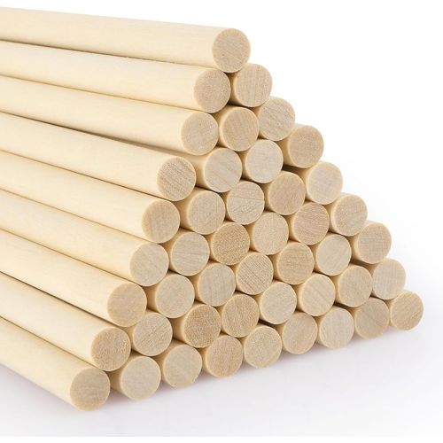 Tianyi-50x Bâtonnets Bois Bouleau 8mm (30cm) - Ronds Massifs Pour Bricolage, Modélisme, Artisanat, Décoration - Bâtons De Bois Naturels Pour Créations & Diy