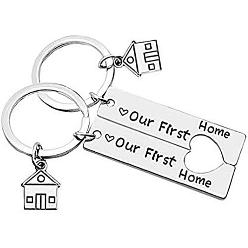 Lot de 2 porte-clés pour la maison, premier maison - Cadeau de pendaison de crémaillère, décoration de la maison, porte-clés pour les nouveaux propriétaires de maison