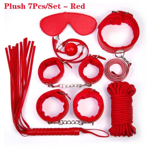 7/10pcs Sexy En Cuir Bdsm Kits De Sexe En Peluche Ensemble De Bondage Menottes Fouet Corde Adulte Sextoy Pour Couple Exotiques Accessoires