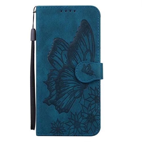 Housse pour Xiaomi Redmi Note 13 Pro, Etui en Cuir Pochette PU Etui à Rabat Magnétique Flip,Carte Slot,Papillon bleu DHR7