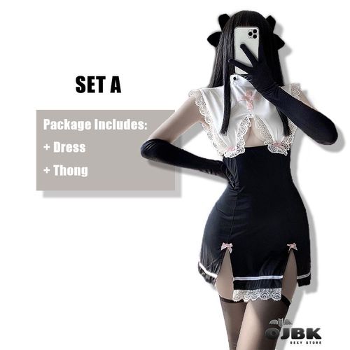 Tenue Cosplay Anime Nuns Pour Femmes, Costumes Sexy En Dentelle, Sans Manches, Col Licou, Uniforme Japonais, Robe Creuse Et Slim À La Mode, Kawaii, 2022