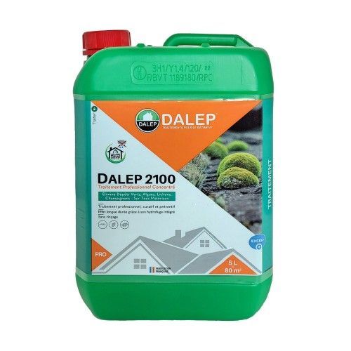 DALEP 2100 Traitement anti-dépots verts bidon de 5 litres - Antimousse fongicide hydrofuge professionnel traitement toitures, murs, terrasses