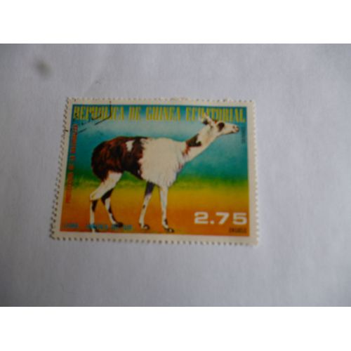 Timbre Guinée Equatoriale : Lama Amérique Du Sud.