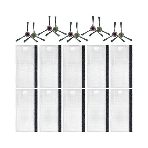 Pièces de rechange pour aspirateur robot Pièces de rechange Accessoires, 10 brosses latérales, 10 filtre Hepa