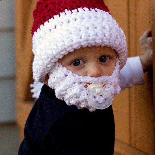 Bonnet Rouge Et Blanc Avec Barbe De Père Noël Pour Enfant