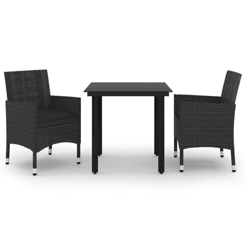 Vidaxl Mobilier À Dîner De Jardin Coussins 3 Pcs Résine Tressée Verre