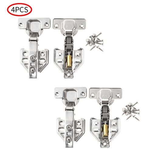 Charnière d'amortissement hydraulique en acier inoxydable, 4 pièces, fermeture douce pour armoire, quincaillerie de meuble