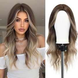 Perruque Synthétique Brun Foncé Courte Bouclée - 40cm, Bonnet Moyen +4, Monofilament
