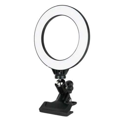 Anneau lumineux de 6 pouces pour Selfie, éclairage de conférence vidéo avec fixation à pince, 3 Modes d'éclairage et 6 niveaux de gradation, pour ordinateur portable