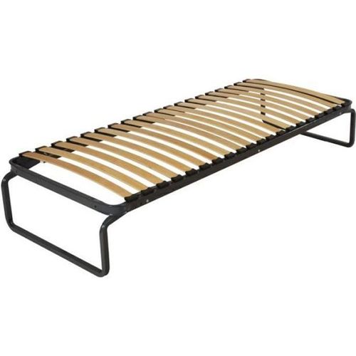 Sommier Gigogne 90x190 Haut - Ebac - A Lattes - 1 Place - Gris