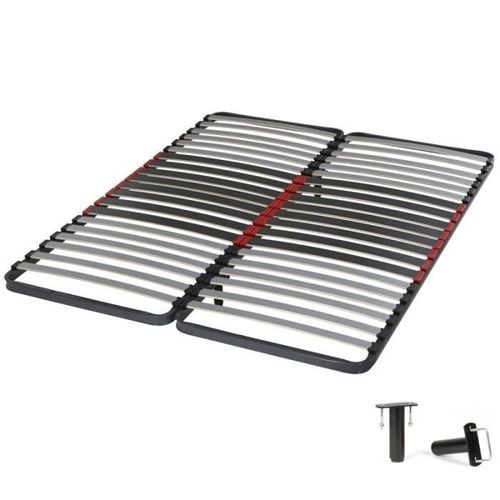Sommier À Lattes 2x21 80+80x200 C34 Gris - Ebac