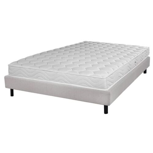 Matelas et sommier 160x200 Mousse - Newkit - Soutien medium - Sommier démonté - Lin