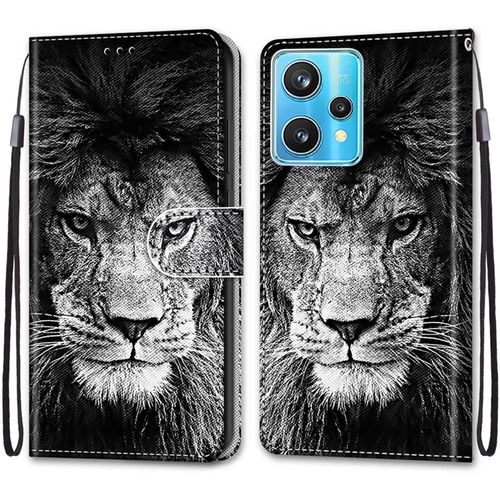 Coque Pour Oppo Realme 9 Pro Plus / 9 Pro+, Etui En Cuir Pu Portefeuille Housse Coque Avec 360 Degres Silicone Protection Cover Cuir Pochette Magnetique Und Flip Bequille (Lion)