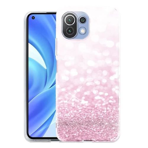 Coque Silicone Compatible Xiaomi Mi 11 Lite Paillettes Roses L Glitter