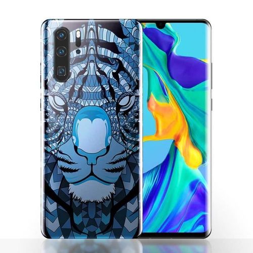 Coque Huawei P30 Tigre Bleu - Housse Silicone Style Tribal