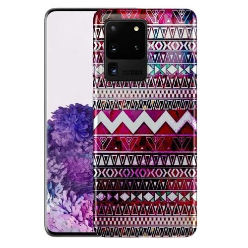 Coque Samsung S20 Azteque Rouge, Coque S20 antichocs, Coque Bumper en Silicone motif Incas, Compatible Samsung Galaxy S20