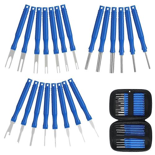 21pcs Kit D'outils D'enlèvement De Terminal De Voiture Plug De Câble Retirer Extracteur De Fil Électrique Connecteur À Sertir Extracteur De Broche Bleu