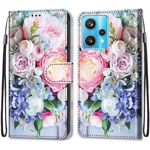 Coque Pour Oppo Realme 9 Pro Plus / 9 Pro+, Etui En Cuir Pu Portefeuille Housse Coque Avec 360 Degres Silicone Protection Cover Cuir Pochette Magnetique Und Flip Bequille (Fleur 3)