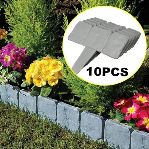 Clôture De Jardinage En Imitation De Pierre 10 Pièces, Clôture Pliante, Bordure De Bordure De Jardin, Décor Décoratif De Paysage De Jardin À Faire Soi-Même