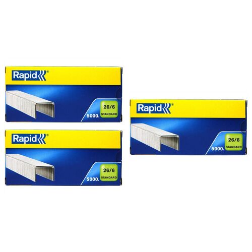 Rapid Lot De 3 Btes De 5000 Agrafes Standard 26/6 Galvanisé