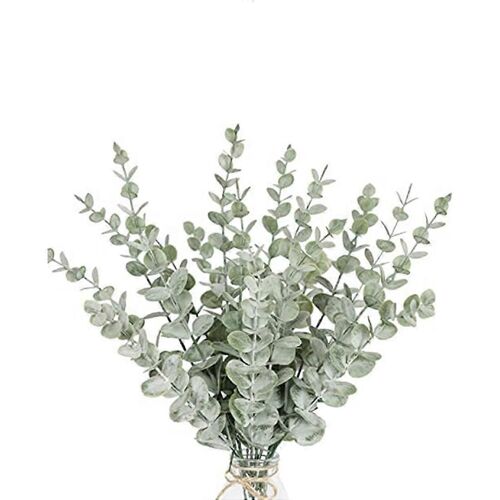 36 morceaux de tiges d'Eucalyptus artificiel Eucalyptus feuille tiges vrai gris feuille branches