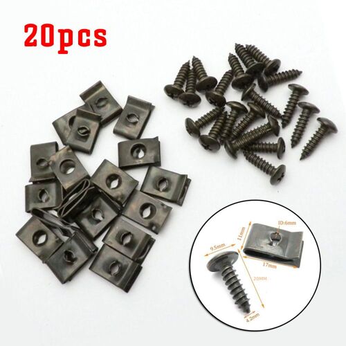 Kit De Clips En Métal De Type U Avec Vis, 20 Pièces, Pour Pare-Choc, Garde-Boue, Scooter Gy6 50-1 J113 + J21