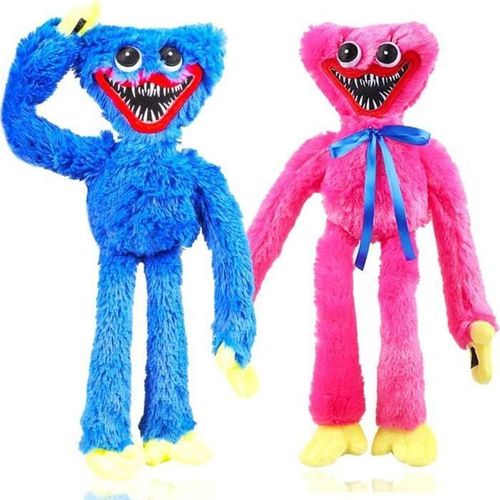 Lot de 2 Peluches Poppy Playtime Huggy Wuggy Poupée - Bleu et rose 40 cm