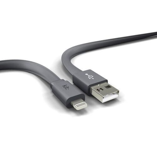 KitSound Flat - Câble Lightning - USB mâle pour Lightning mâle - 1 m - métallique gris espace - plat