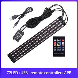 Bande Lumineuse À 72led Pour Voiture, Luminaire Décoratif Pour Les Pieds, Ambiance Néon, Usb, Allume-Cigare, Accessoires D'intérieur Automobile