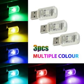 Ampoules Led Colorées Rvb Pour Intérieur De Voiture, 3 Pièces, Usb, Néon, Accessoires D'ambiance Pour Bmw, Peugeot, Golf, Jeep, Renegade