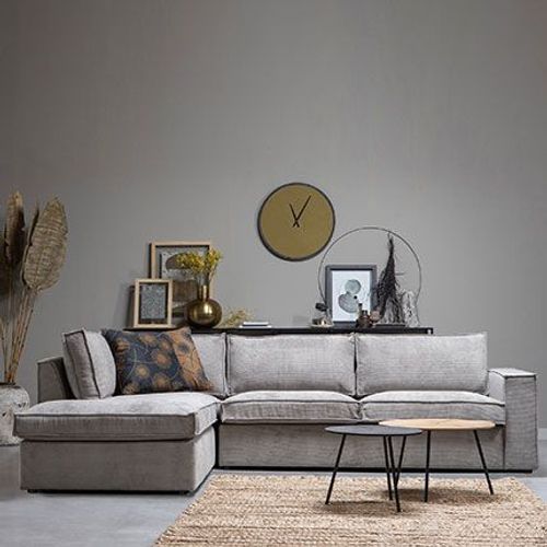 Canapé D'angle À Gauche 283x197x92 Cm Gris - Silvio