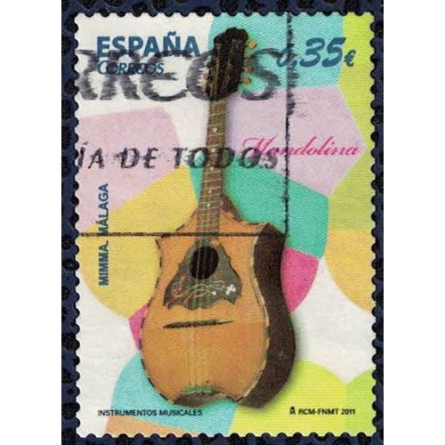 Timbre Oblitéré Used Stamp Mimma Malaga Mandolina 0,35 Euro Instrumentos Musicales Espagne Spain 2011