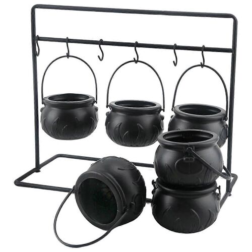 Halloween Sorcière Chaudron Candy Bowl Cauldron Bols de service avec Chaudron d'Halloween sur Rack et 6Pcs