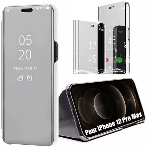 Coque Iphone 12 Pro Max (6.7"") Protection Intégrale Effet Mirroir Smart Case Argente