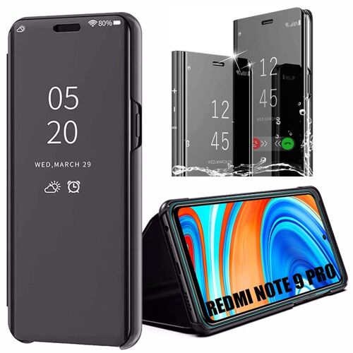 Coque Redmi Note 9Pro (6,67"") Effet Miroir Bordure Renforcée design Élégant Protection Renforcée Noir