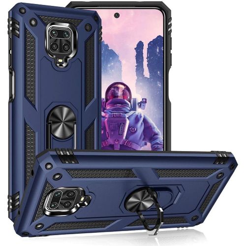 Coque Redmi Note 9pro (6,67'') Avec Anneau Support Bordure Renforcee Silicone Anti Choc Bleu