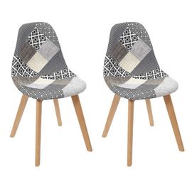 Lot De 4 Chaises Design "Patchwork" 86cm Gris