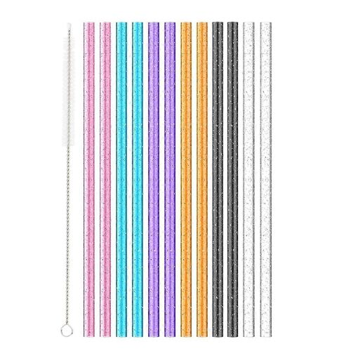 Pack de 12 pailles de remplacement de couleur pour gobelet moderne simple, accessoires de pailles scintillantes réutilisables
