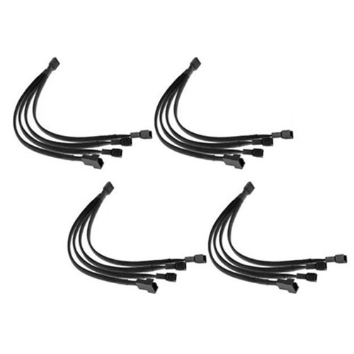 Câble De Séparation De Ventilateur Pwm À 4 Broches, Manchon Noir, Boîtier Pc, Câble D'alimentation De Ventilateur 1 À 4 Convertisseur Tressé