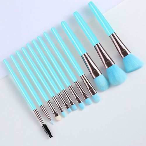 Kit De Pinceaux De Maquillage Naturel, Ombre À Paupières, Brosse Bleue, Fond De Teint, Mélange De Blush, Outil De Beauté 