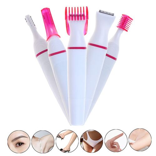 Mini Épilateur Électrique 5 En 1 Pour Femme, Appareil Pour Épiler Le Visage, Aisselles, Bikini, Mini Rasoir, Tondeuse À Sourcils, Pièces/Ensemble 