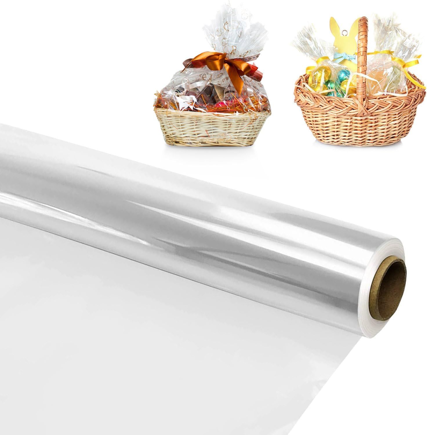 Papier Emballage Fleuriste 40cm X 30m Pois Blancs Rouleau De Cellophane Transparent 30 Microns D Papier Fleuriste Transparent