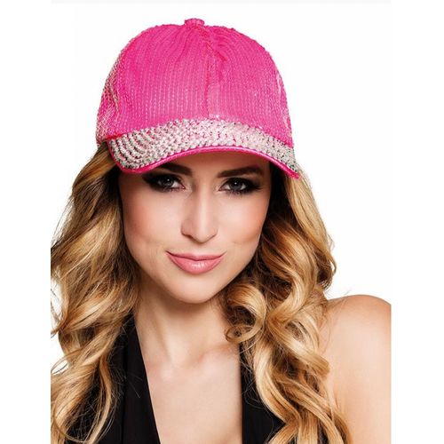 Casquette À Sequins Avec Picot Argent Rose Adulte Taille Unique