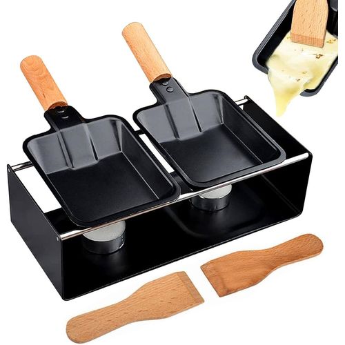 Raclette À Fromage, Mini Raclette Pliable Raclette Antiadhésif Rotaster Pour 2 Personnes, Chauffé Grilles À Raclette Et Spatule Pour Fromage Fondu, Grill Outil -Chauffer Avec Une B[BLE9300496]