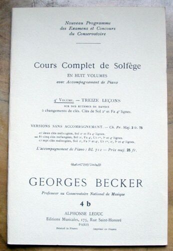 Cours Complet De Solfege Avec Accompagnement De Piano.Volume 4b