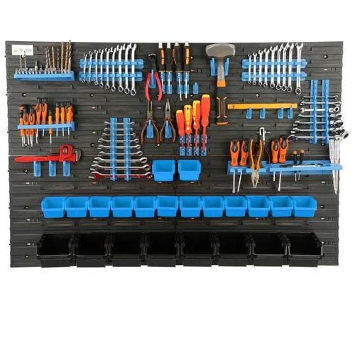 Mur D'outils 115x78 Cm 22 Boxes Étagère Murale Avec Supports D'outils Pour Organisation Ordre Optimaux Dans L'atelier Et Le Garage