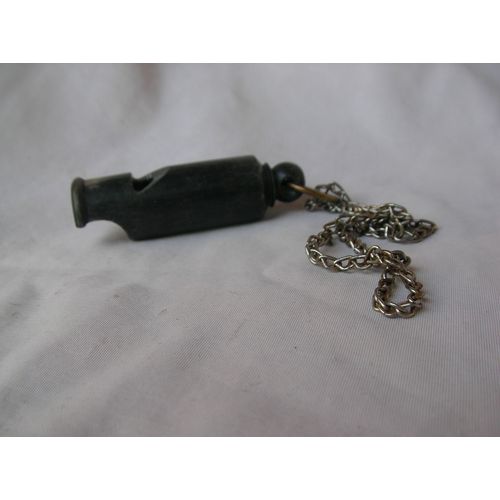 Ww1/Ww2 France Sifflet Francais En Bakélite Noir Avec Sa Chaïne