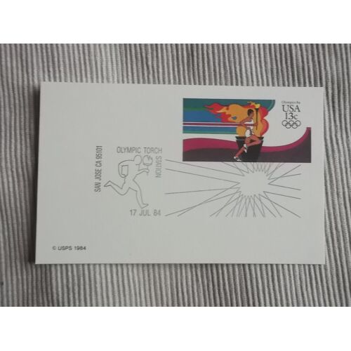 Carte Postale Parcours Flamme Olympique Jeux Los Angeles (San Jose 17 Juillet 1984)