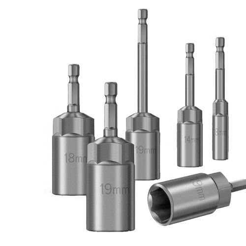 Perceuse à écrou Extra profonde, longueur 65mm/80mm, mèche avec conducteur hexagonal magnétique 1/4 ""(6.35mm) pour outil électrique, 1 pièce